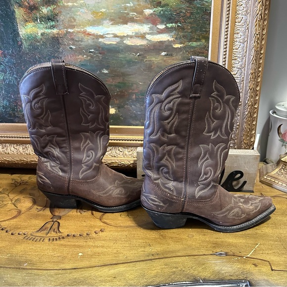 Laredo Women's Western Leather Cowboy Boots Brown Size 10 M Beautiful Pattern - Picture 8 of 16